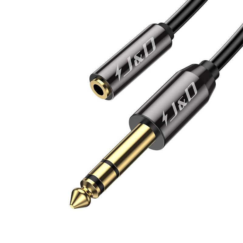 J&D 1/4 inch to 3.5mm Headphone Adapter, Gold Plated 3.5mm 1/8 inch Female TRS to 6.35mm 1/4 inch Male TRS Stereo Audio Cable for Guitar Amp, Amplifiers,Headphones Extension Cable, 6 Feet - Image 1
